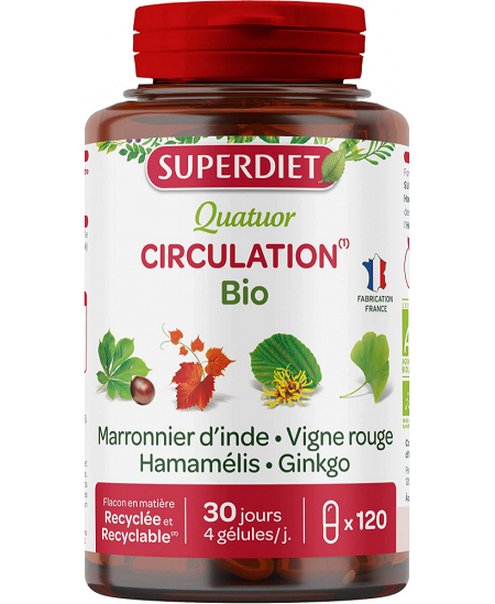 Super Diet - Quatuor Circulation Marronnier Vigne Rouge Hamamélis Ginkgo - 120 gélules Espritphyto