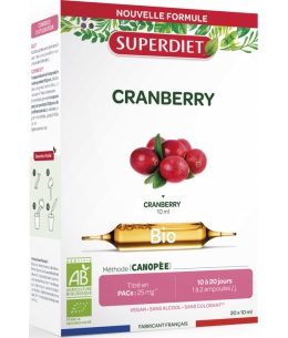Cranberry Bio - 20 ampoules de 15ml - Super Diet cystite chronique espritphyto