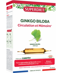 Super Diet - Ginkgo Biloba Bio - 20 ampoules mémoire concentration espritphyto