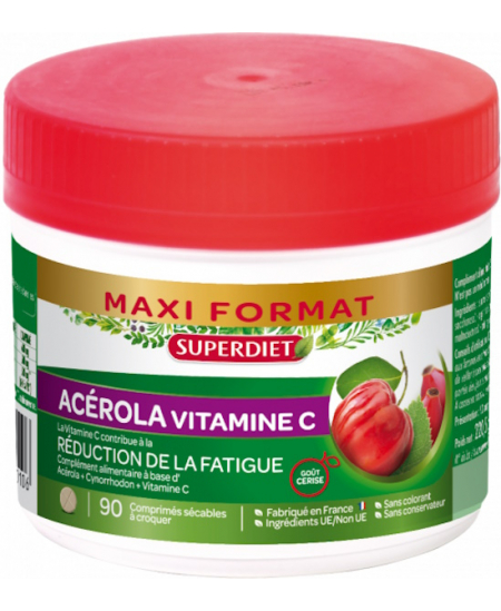 Super Diet - Acérola 500 Vitamine C naturelle - 90 comprimés Super Diet - Acérola 500 Vitamine C naturelle - 90 comprimés
