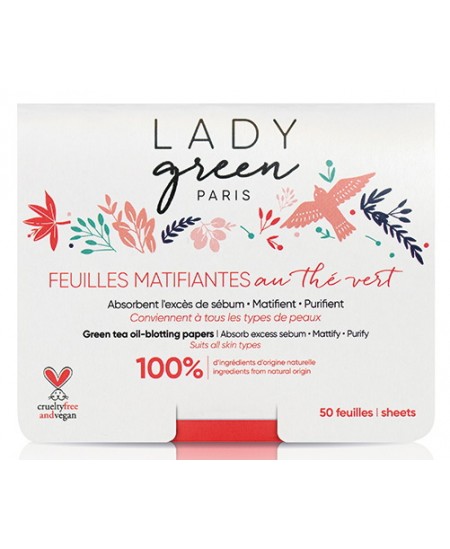 Lady Green - Voile de Perfection Feuilles matifiantes au thé vert 50 feuilles Lady Green - Voile de Perfection Feuilles matifiantes au thé vert 50 feuilles
