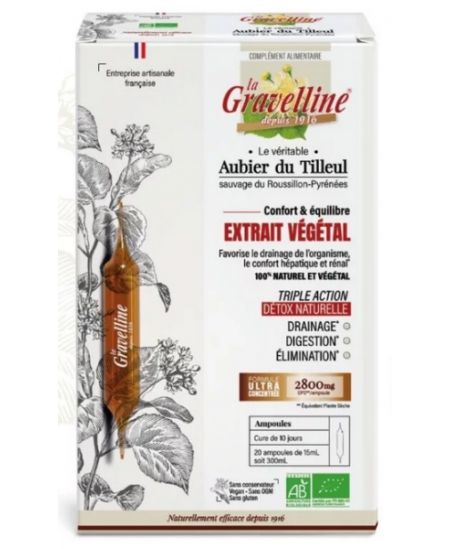 La Gravelline - Aubier de tilleul du Roussillon Bio 30 ampoules de 10 ml draineur bio Espritphyto La Gravelline - Aubier de tilleul du Roussillon Bio 30 ampoules de 10 ml draineur bio Espritphyto