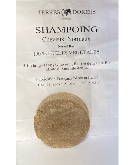 Terres Dorées - Shampoing solide Cheveux normaux 100% végétal - 60 gr Terres Dorées - Shampoing solide Cheveux normaux 100% végétal - 60 gr