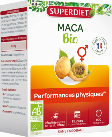 Maca Bio 90 comprimés Super Diet performances physiques homme et femme Espritphyto