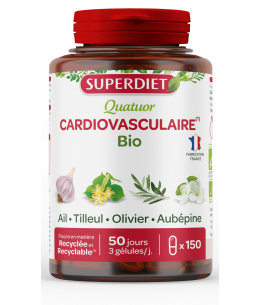 Super Diet - Quatuor Ail Tilleul Olivier Aubépine Bio - 150 gélules soutien cardiovasculaire Espritphyto