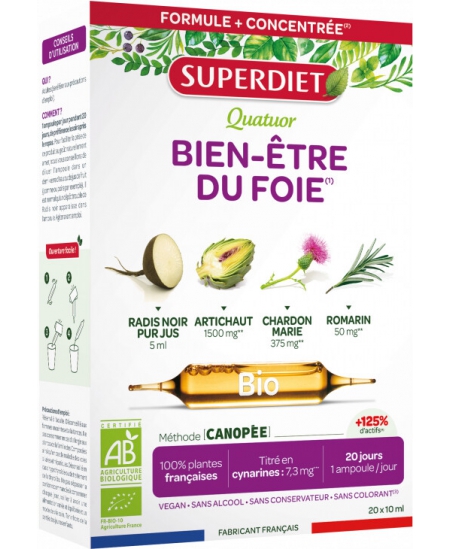 Quatuor Chardon Marie Artichaut Romarin 20 Ampoules Super Diet