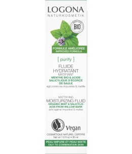 Logona - Fluide hydratant et matifiant Menthe bio et Acide salicylique - 30 ml