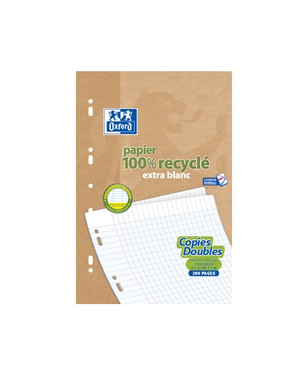 Ecoburo - 50 Copies doubles recyclées 21 x 29.7cm Oxford grands carreaux perforées A4 90g x50 Ecoburo - 50 Copies doubles recyclées 21 x 29.7cm Oxford grands carreaux perforées A4 90g x50