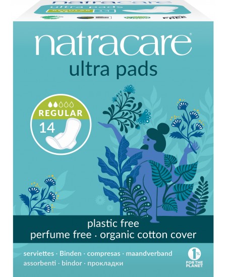 NatraCare - 14 Serviettes Hygiéniques Bio Ultra à Ailettes - Normal