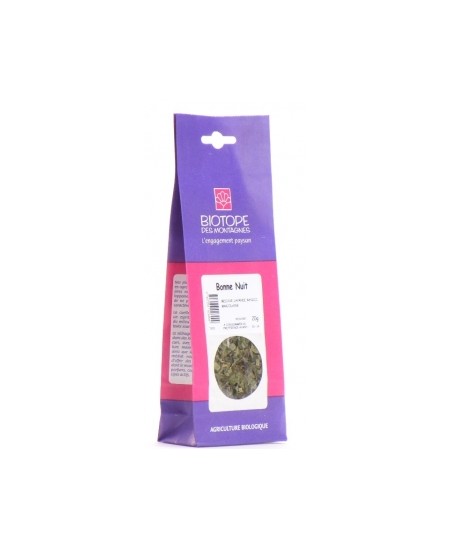 Biotope Des Montagnes - Tisane Bonne Nuit Basilic Mélisse Marjolaine Lavande 20gr Biotope Des Montagnes - Tisane Bonne Nuit Basilic Mélisse Marjolaine Lavande 20gr