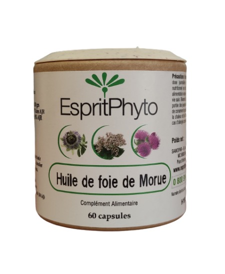 EspritPhyto - Huile De Foie De Morue - 60 Gélules EspritPhyto - Huile De Foie De Morue - 60 Gélules