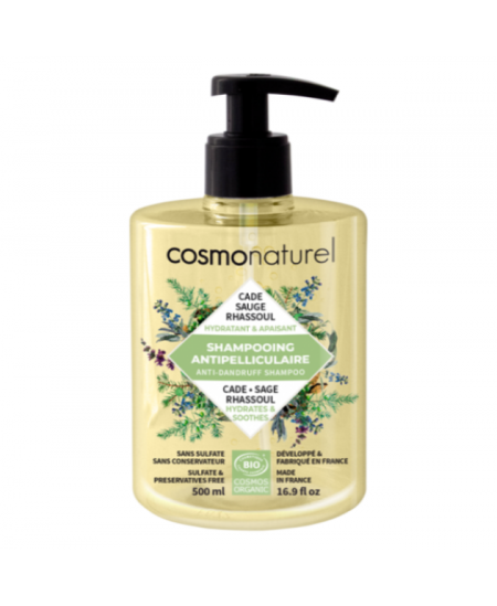 Cosmo Naturel Shampooing anti-pelliculaire bio Cade Sauge Rhassoul - 500 ml shampoing antipelliculaire Espritphyto