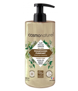 Shampooing purifiant cheveux gras Argile ortie achillée 500ml - Cosmo Naturel lave et régule Espritphyto