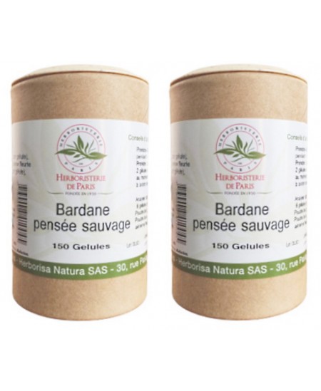 Herboristerie de paris - Bardane Pensée Sauvage lot de 2 boites 2 x 150 gélules beauté Espritphyto Herboristerie de paris - Bardane Pensée Sauvage lot de 2 boites 2 x 150 gélules beauté Espritphyto