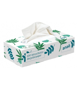 Droguerie Ecologique - Boîte de 100 mouchoirs memo, papier recyclé 4 épaisseurs 