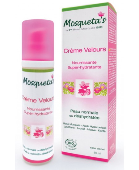 Crème velours super hydratante à la Rose musquée sans alcool - 50 ml - Mosqueta's onctueuse et nourrissante Espritphyto Crème velours super hydratante à la Rose musquée sans alcool - 50 ml - Mosqueta's onctueuse et nourrissante Espritphyto