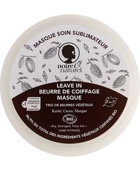 Masque soin sublimateur Cacao Mangue Karité cheveux frisés à crépus - 200 ml - Noire O Naturel super hydratant Espritphyto