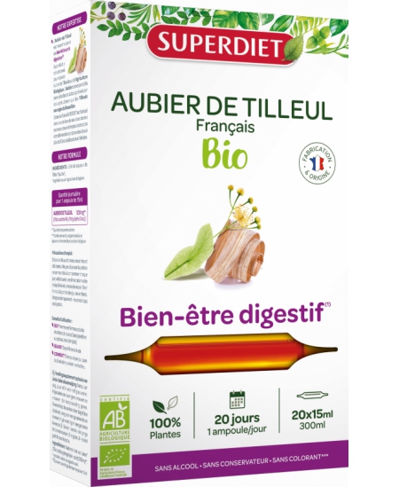 Aubier de Tilleul Bio 20 ampoules de 15ml Superdiet Espritphyto dépuratif articulaire Aubier de Tilleul Bio 20 ampoules de 15ml Superdiet Espritphyto dépuratif articulaire