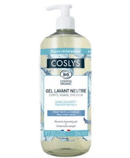 Coslys - Gel lavant neutre corps visage cheveux 1 litre - sans parfum pour le speaux sensibles Espritphyto