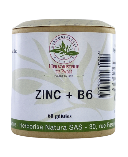 Herboristerie De Paris - Zinc B6 - 60 gélules Herboristerie De Paris - Zinc B6 - 60 gélules
