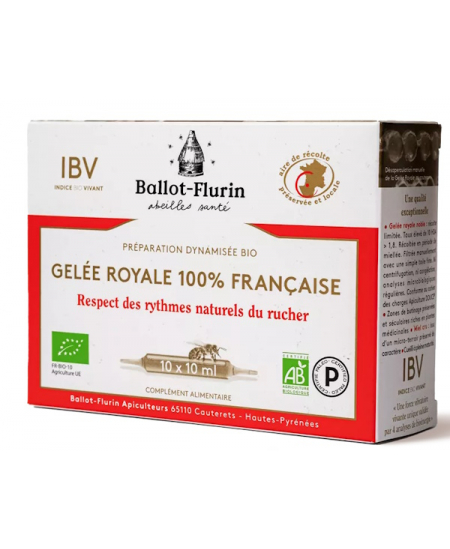 Ballot Flurin - Gelée Royale française Préparation Dynamisée - 10 ampoules de 10 ml Ballot Flurin - Gelée Royale française Préparation Dynamisée - 10 ampoules de 10 ml