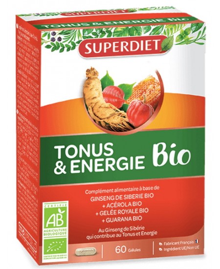 Super Diet Ginseng de Sibérie tonus et énergie Bio 60 gélules eleuthérocoque Esprit phyto Super Diet Ginseng de Sibérie tonus et énergie Bio 60 gélules eleuthérocoque Esprit phyto