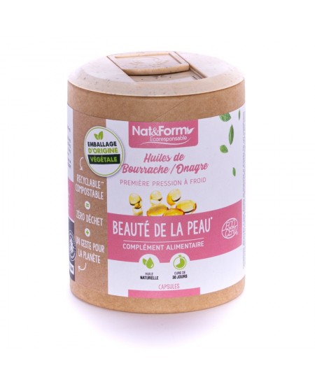 Nat & Form - Bourrache Onagre Bio et Vitamine E - 90 capsules