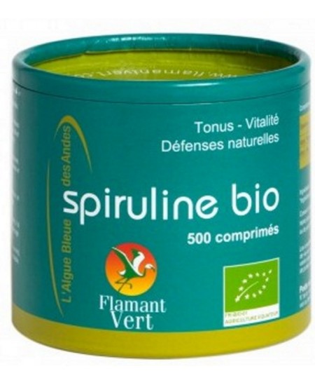 Flamant Vert - Spiruline Ecocert - 500 comprimes de 500 mg