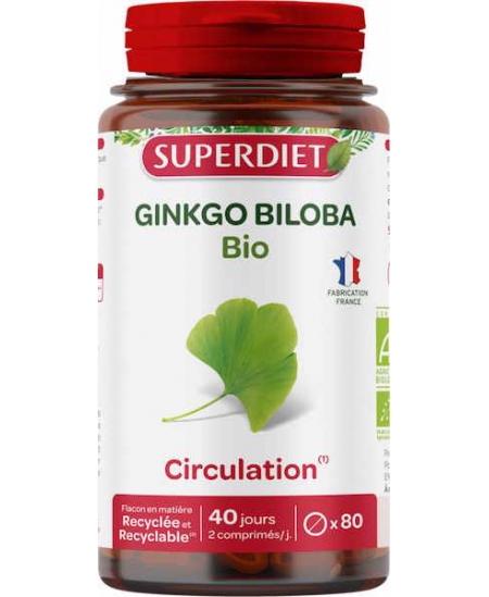 Super Diet - Ginkgo Biloba Bio -  80 comprimés mémoire et concentration Espritphyto