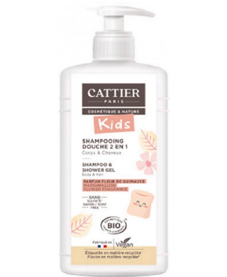 Cattier Shampoing douche 2 en 1 Kids parfum fleur de guimauve 500ml