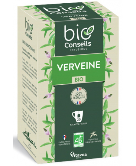 Bio Conseils - Infusion Verveine bio L'alliée idéale de l'après souper - 20 sachets Bio Conseils - Infusion Verveine bio L'alliée idéale de l'après souper - 20 sachets