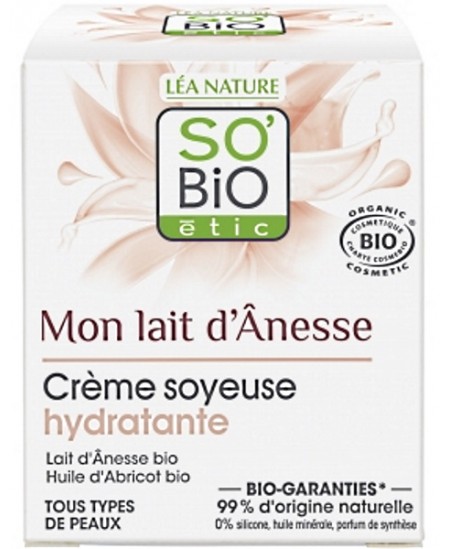 Crème soyeuse hydratante mon lait d'anesse - 50 ml - So'Bio étic Crème soyeuse hydratante mon lait d'anesse - 50 ml - So'Bio étic