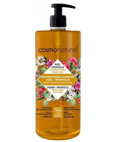 Shampoing douche Miel Propolis - 1 litre Cosmo Naturel cheveux et peau fragilisés Espritphyto Shampoing douche Miel Propolis - 1 litre Cosmo Naturel cheveux et peau fragilisés Espritphyto