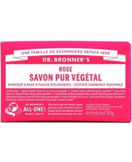Dr Bronners - Savon solide à la Rose 140gr senteurs de rose bdih vegan Espritphyto