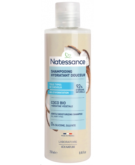 Natessance - Shampooing extra doux usage fréquent coco et kératine végétale 250ml brillance et hydratation Espritphyto Natessance - Shampooing extra doux usage fréquent coco et kératine végétale 250ml brillance et hydratation Espritphyto