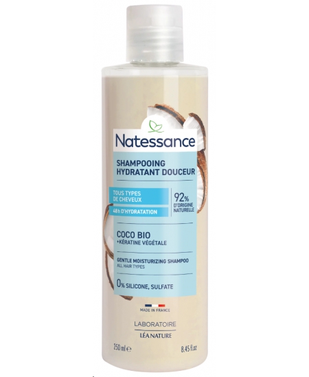 Natessance - Shampooing extra doux usage fréquent coco et kératine végétale 250ml