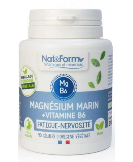 Nat et Form Magnésium marin Vitamine B6 40 gélules équilibre nerveux anxiété Espritphyto Nat et Form Magnésium marin Vitamine B6 40 gélules équilibre nerveux anxiété Espritphyto