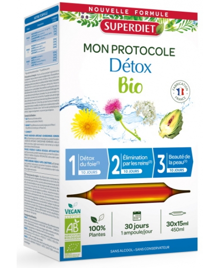Super Diet Protocole Détox bio 3 phases de 10 jours 30 ampoules de 15ml draineur detox bio Espritphyto Super Diet Protocole Détox bio 3 phases de 10 jours 30 ampoules de 15ml draineur detox bio Espritphyto
