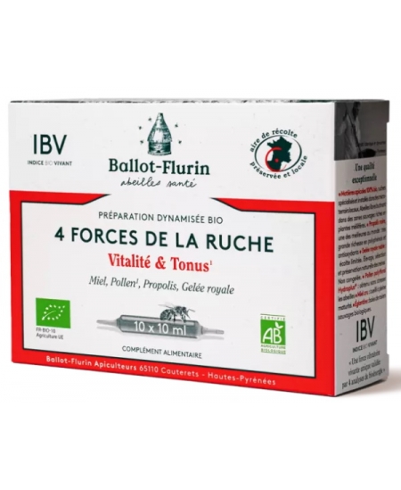 Préparation Dynamisée 4 forces ruche 10 Ampoules Ballot Flurin force et vitalité Espritphyto