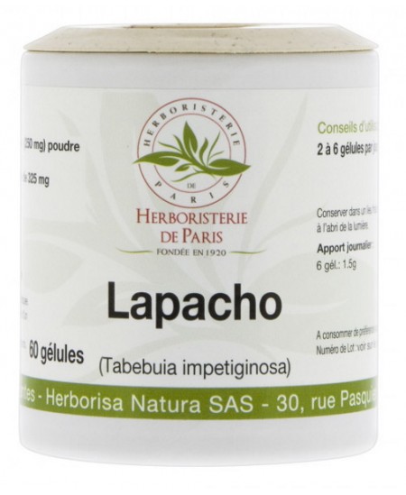 Lapacho écorce 250 mg - 60 gélules - Herboristerie de Paris pau d'arco Tabebuia impetiginosa Espritphyto Lapacho écorce 250 mg - 60 gélules - Herboristerie de Paris pau d'arco Tabebuia impetiginosa Espritphyto