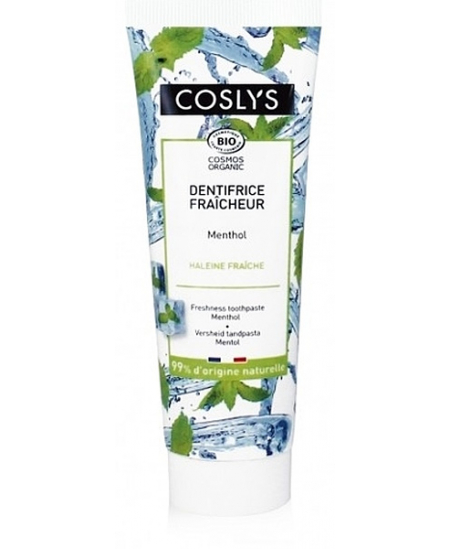 Coslys Dentifrice fraicheur Menthol 75ml menthe poivrée carbonate de calcium aloe vera Espritphyto