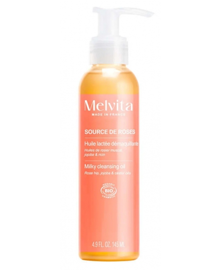 Melvita - Huile lactée démaquillante Source de roses 145ml lait démaquillant Visage et yeux Rose Espritphyto