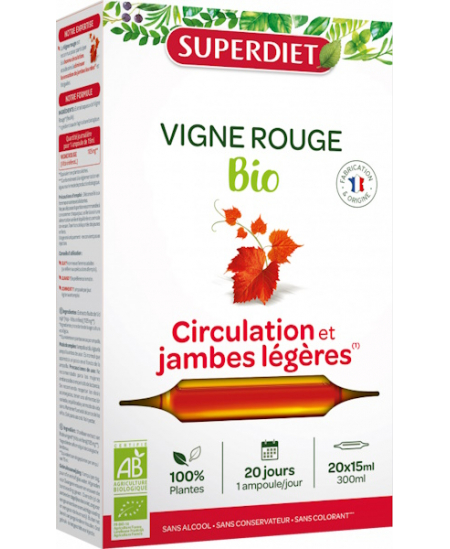 Super Diet - Vigne rouge Bio - 20 ampoules de 15 ml Super Diet - Vigne rouge Bio - 20 ampoules de 15 ml