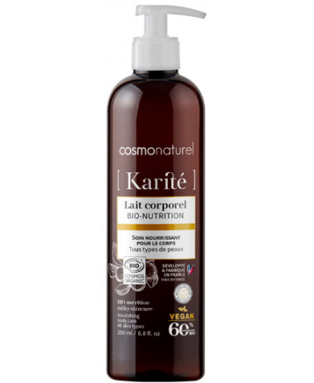 Cosmo Naturel - Lait corporel Karité Bio Nutrition 200 ml émulsion lactée fluide peau sèche Espritphyto Cosmo Naturel - Lait corporel Karité Bio Nutrition 200 ml émulsion lactée fluide peau sèche Espritphyto
