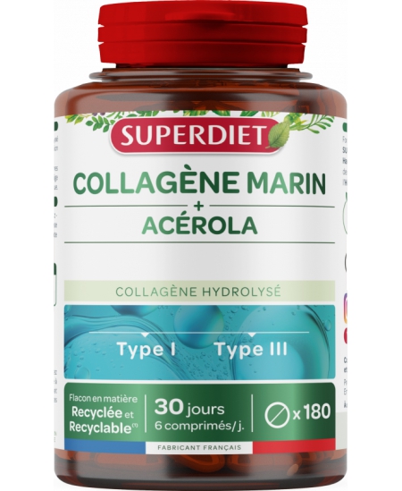 Super Diet - Collagène marin et Acérola 180 comprimés cartilages beauté espritphyto Super Diet - Collagène marin et Acérola 180 comprimés cartilages beauté espritphyto