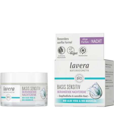 Lavera - Crème de nuit régénérante basis sensitiv 50 ml karité glycérine olive jojoba Espritphyto