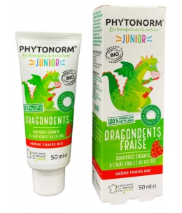 Phytonorm - Dentifrice Dragondents fraise sans fluor 50 ml dents de lait Espritphyto