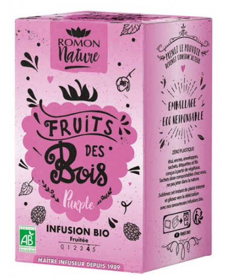 Romon Nature - Infusion plaisir Fruits des Bois bio 16 sachets hibiscus cassis framboise stevia Espritphyto