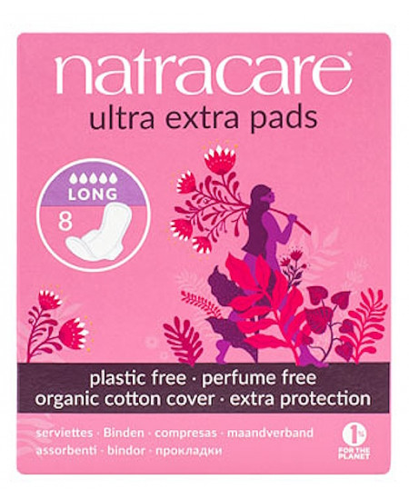 Natracare 8 Serviettes longues Ultra Extra Pads à ailettes