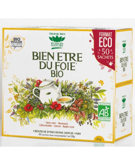 Romon Nature Tisane Bien être du foie 50 sachets infusion foie